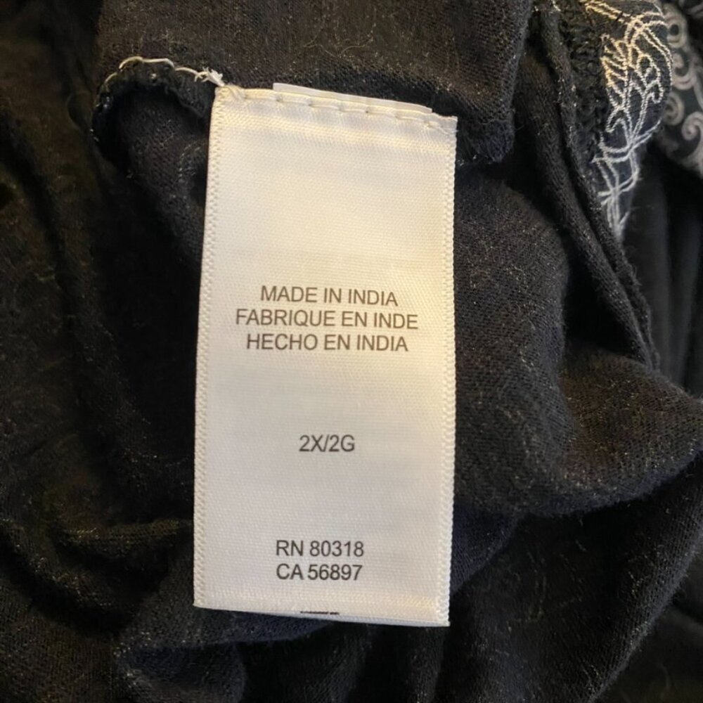 (2) Lucky Brand tunic tops blouse navy and black size 2X V neck - Picture 6 of 7